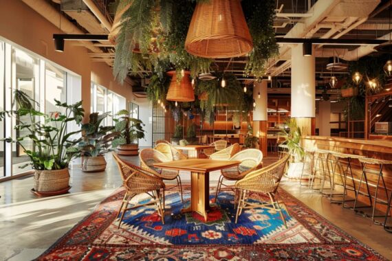 ak urządzić przestrzeń coworkingową w stylu boho