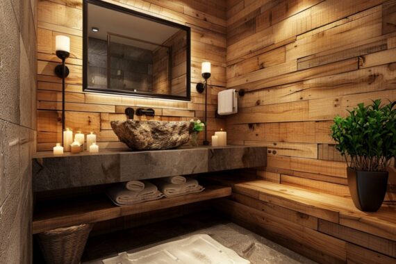 10 inspiracji na łazienki w stylu industrialnym z dodatkami naturalnymi