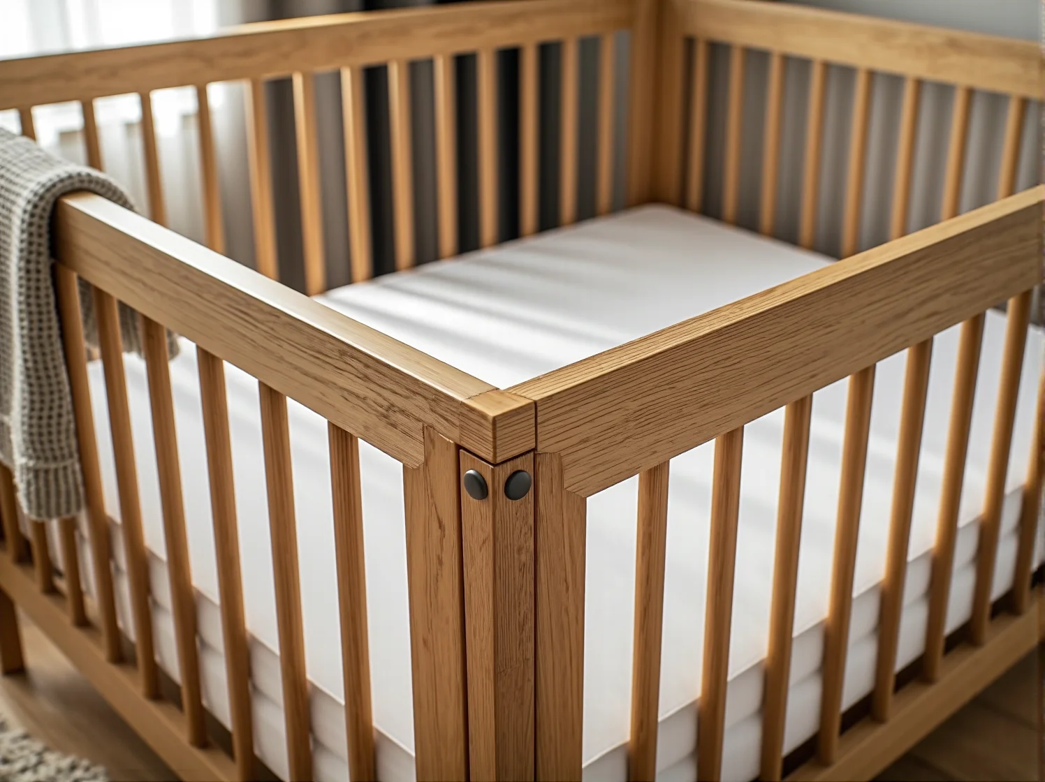 Ustawienie łóżeczek dziecięcych obok siebie w wąskim pokoju dla niemowląt