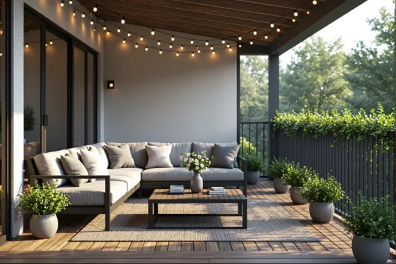 Narożny zestaw wypoczynkowy ogrodowy szary z metalową ramą