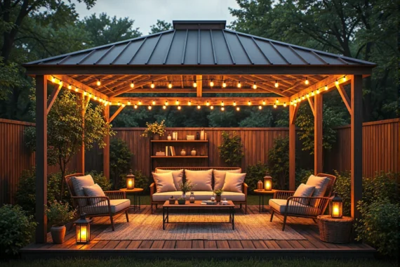 Zestaw mebli ogrodowych rattanowych z kremowymi poduszkami