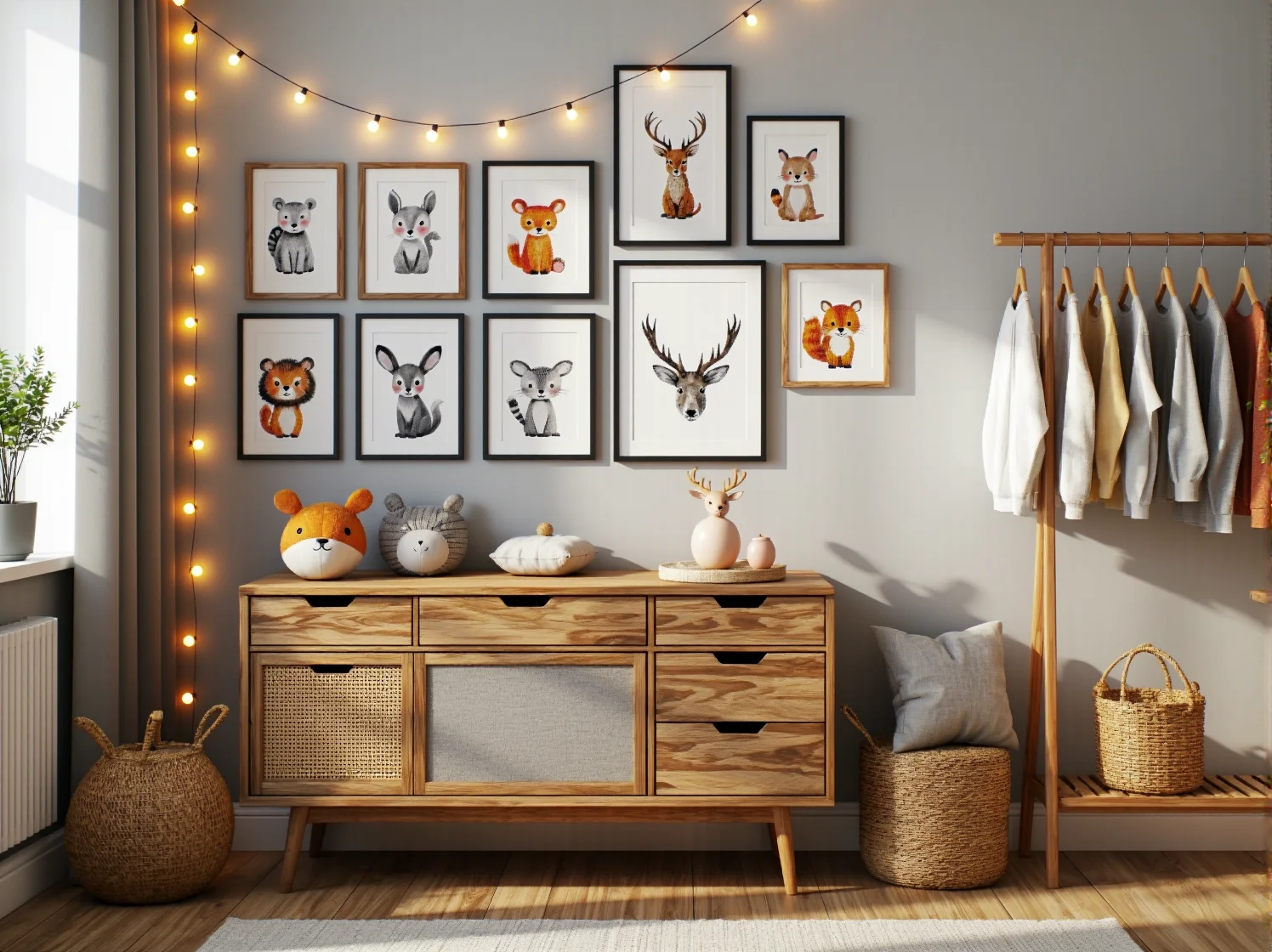 Funkcjonalne białe biurko w pokoju ucznia, otoczone jasnymi barwami i elementami z drewna.