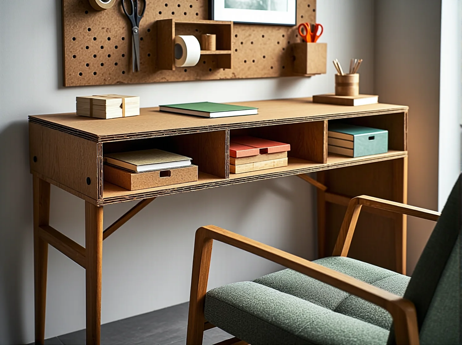 Regulowane biurko ekologiczne dla dziecka z blatem z odzysku