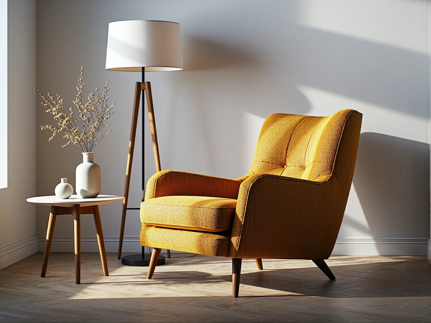 Jasna aranżacja wnętrza w stylu Północy z funkcjonalnymi meblami