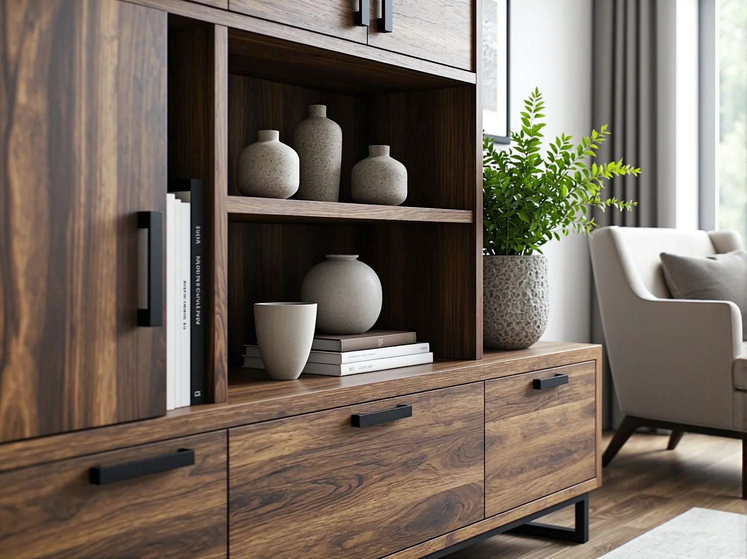 Funkcjonalny układ otwartego salonu połączonego z jadalnią