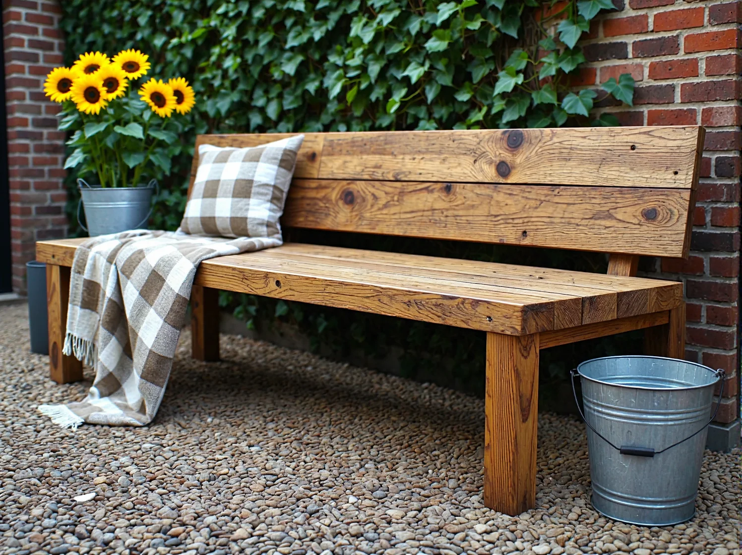 Kamienna ścieżka wśród ziół i polnych kwiatów w małym ogrodzie wiejskim, podkreślająca naturalny charakter aranżacji.