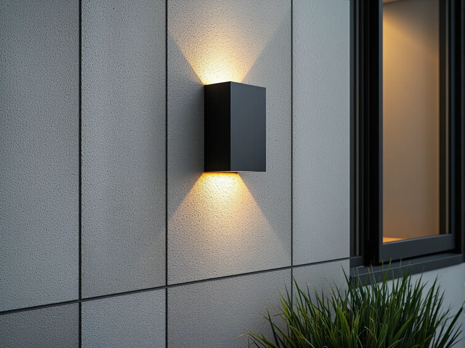 Kinkiety góra-dół eksponujące strukturę betonu architektonicznego