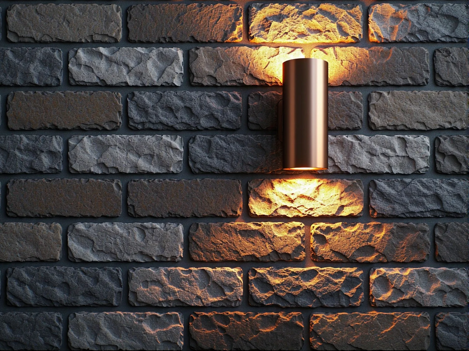 Klasyczna czarna lampa ścienna na elewacji z czerwonego klinkieru emitująca ciepłe światło.