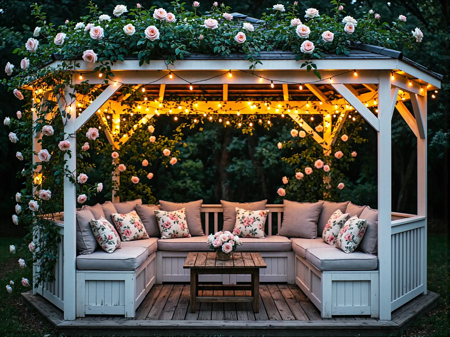 Lampy solarne ukryte w gęstej roślinności podkreślające naturalny charakter ogrodu