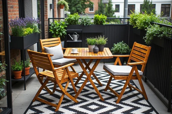 Składany zestaw ogrodowy drewniany akacjowy stół z dwoma krzesłami