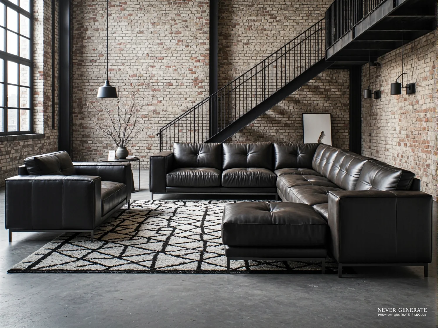 Detale mebli biurowych w stylu industrialnym łączące surowe drewno z czarną stalą.