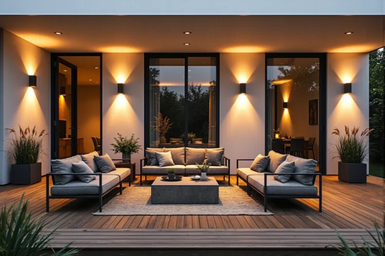 Czarne kinkiety elewacyjne LED z dwukierunkowym światłem