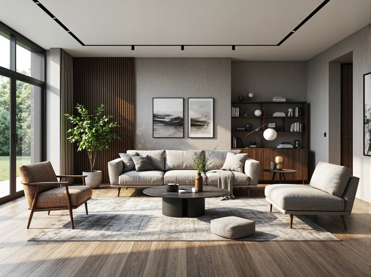 Nowoczesne regały skandynawskie aranżacja pokoju dziennego