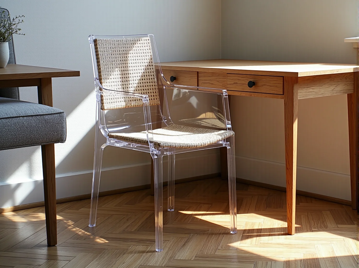 Wielopunktowe oświetlenie w małym mieszkaniu sprawiające wrażenie przestronności.