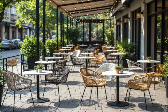 Krzesła rattanowe ogrodowe w kolorach naturalnym i czarnym