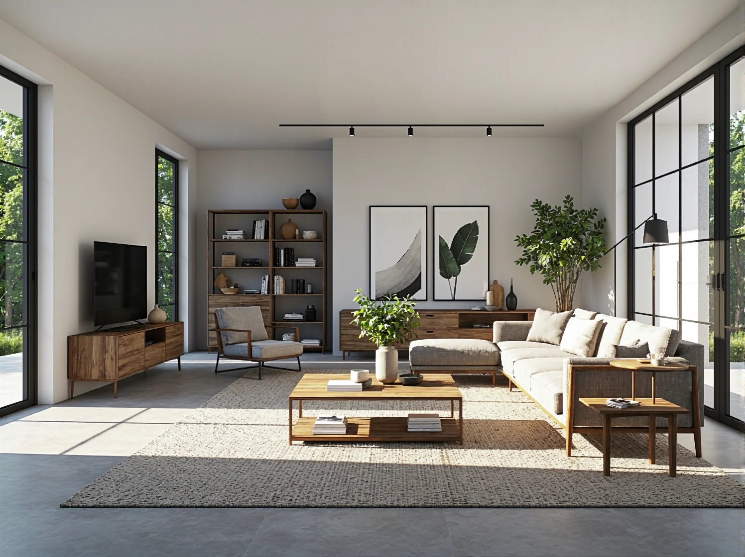 Rattanowy fotel w stylu boho ozdobiony kolorowymi tkaninami