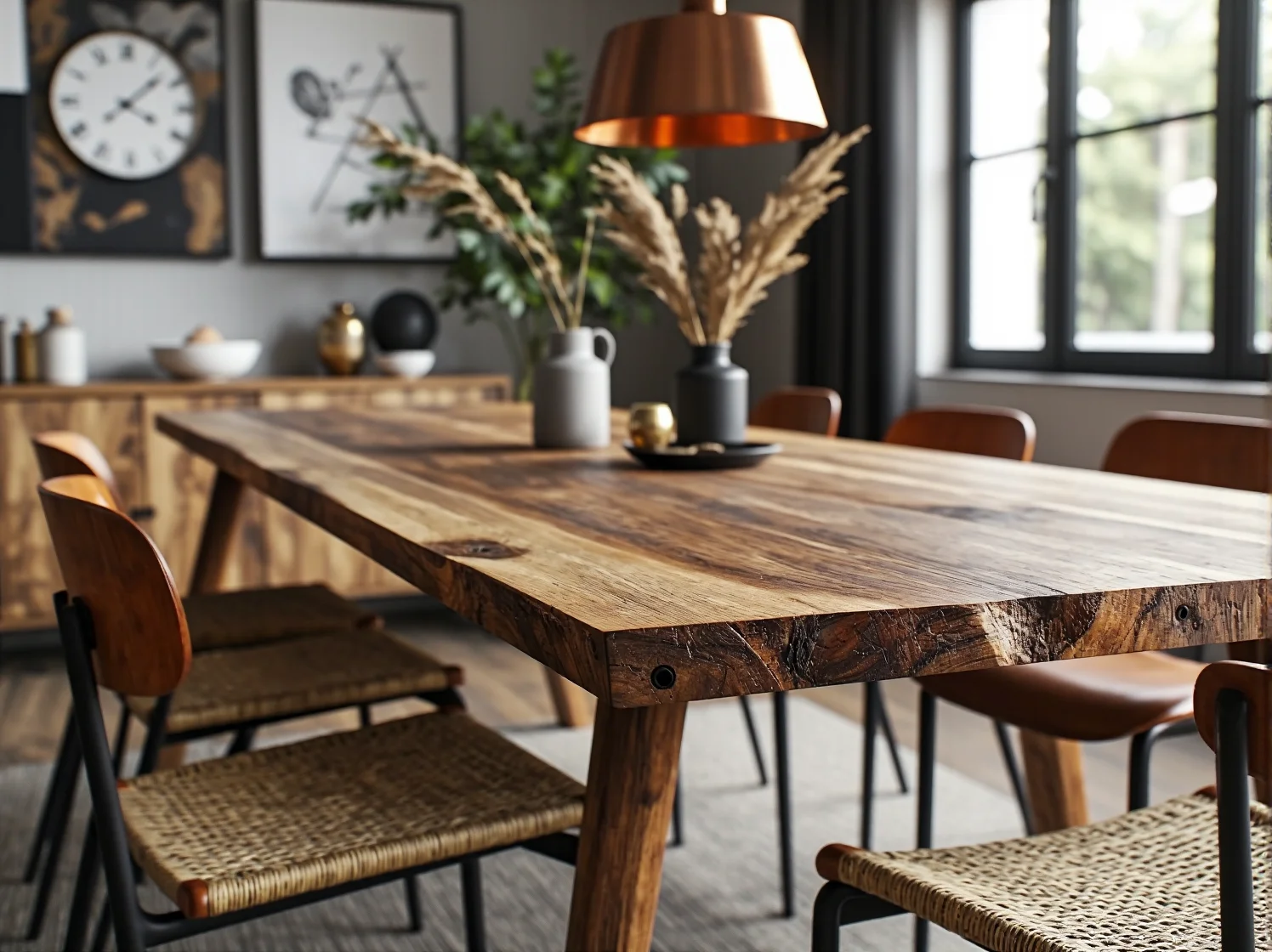 Nowoczesny styl Scandi w ciepłych kolorach ziemi z wykorzystaniem naturalnych tekstyliów.