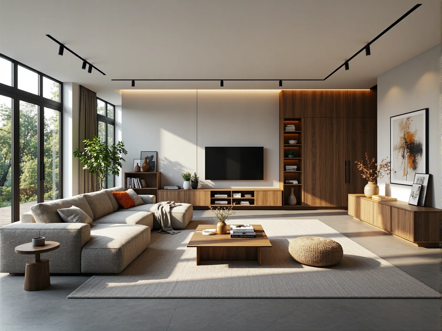 Praktyczna sofa narożna w tkaninie plamoodpornej w eleganckim wnętrzu