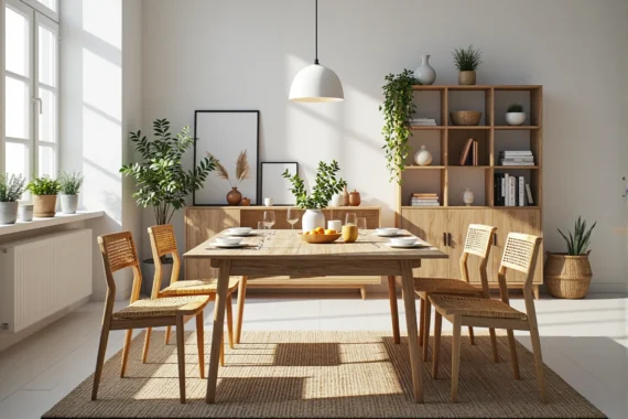 Skandynawski stół rozkładany dąb naturalny z drewnianymi nogami