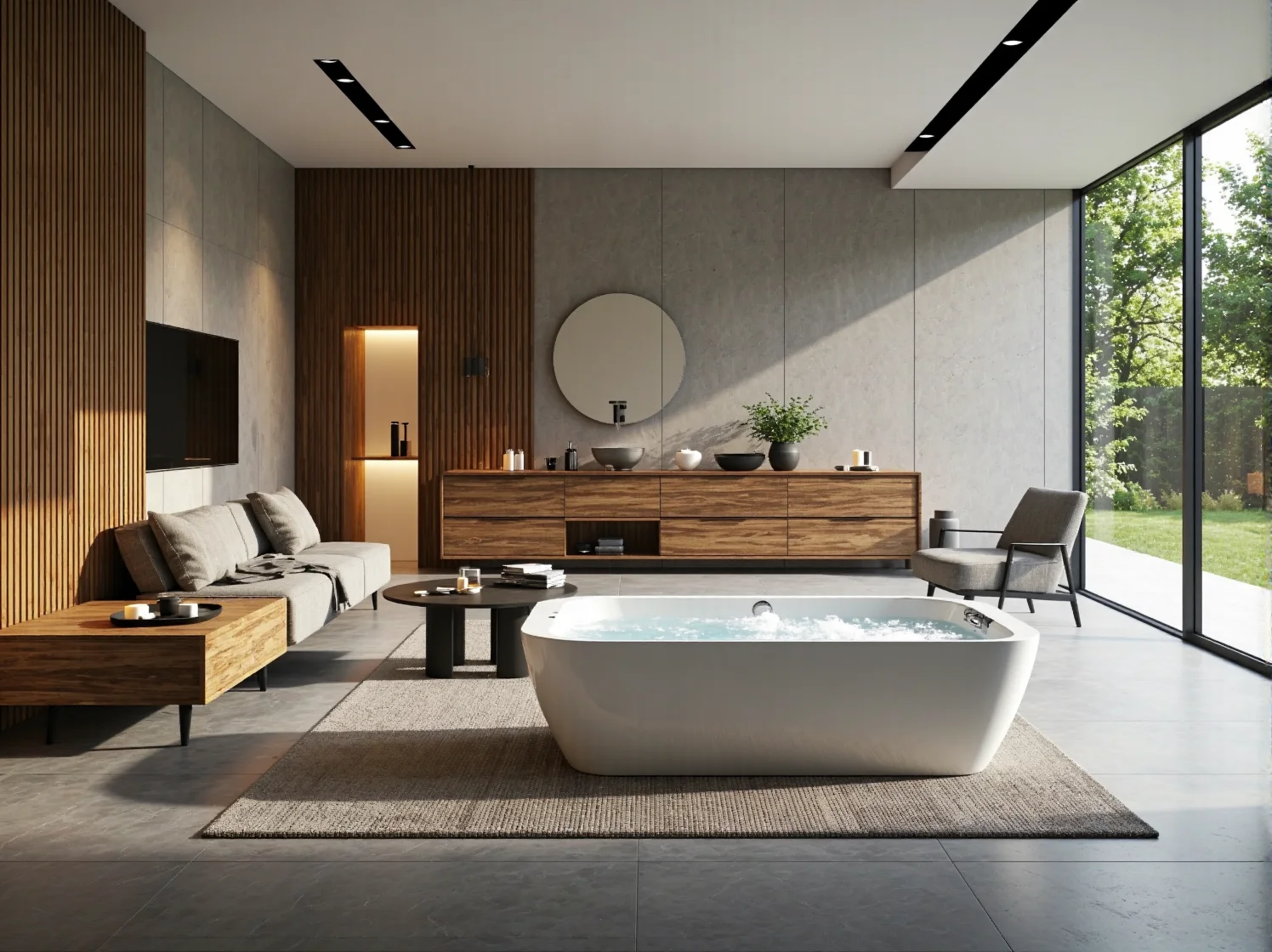 Stylowy narożnik z masażem w nowoczesnej strefie relaksu w domu